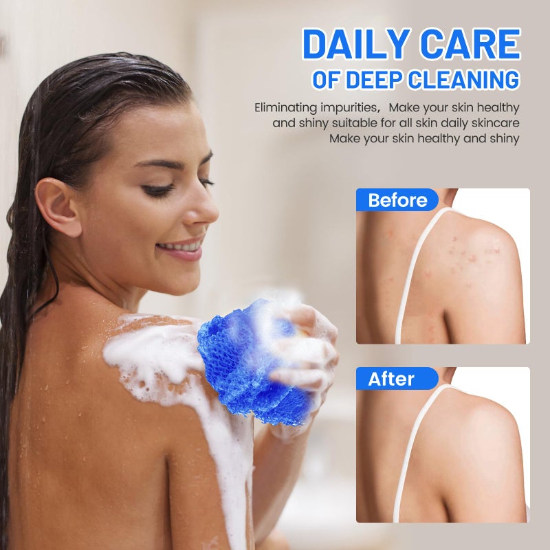 ZOCY African Net Sponge, Authentic Exfoliating Body Scrubber for Bath and Shower, Multiple Textures with Gentle Deep Exfoliating and Rich Lather for All Skins (Blue) - Image 2